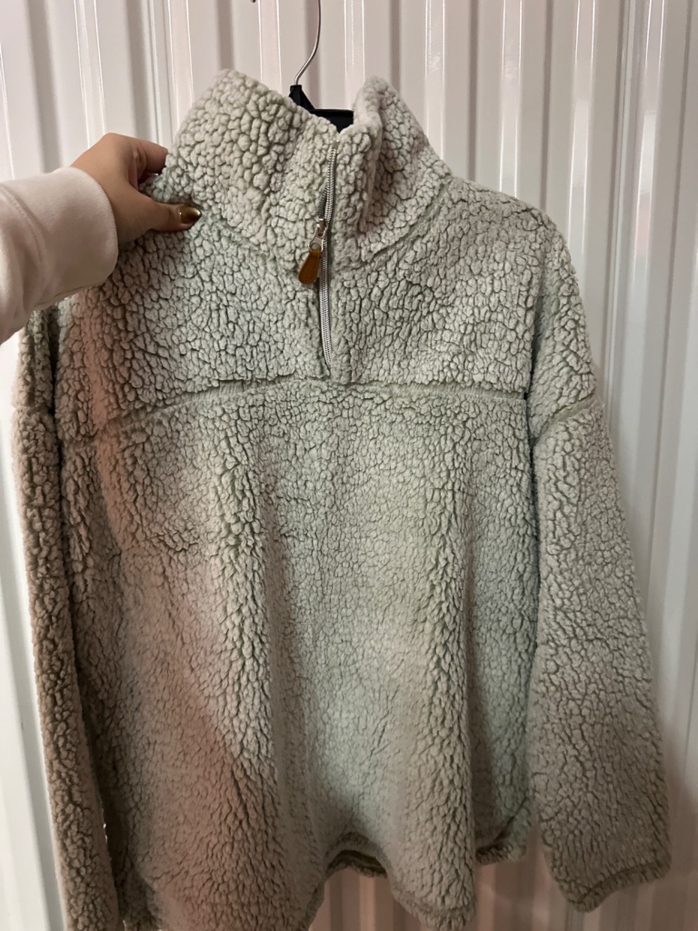 Light green Sherpa Quarter-Zip Pullover